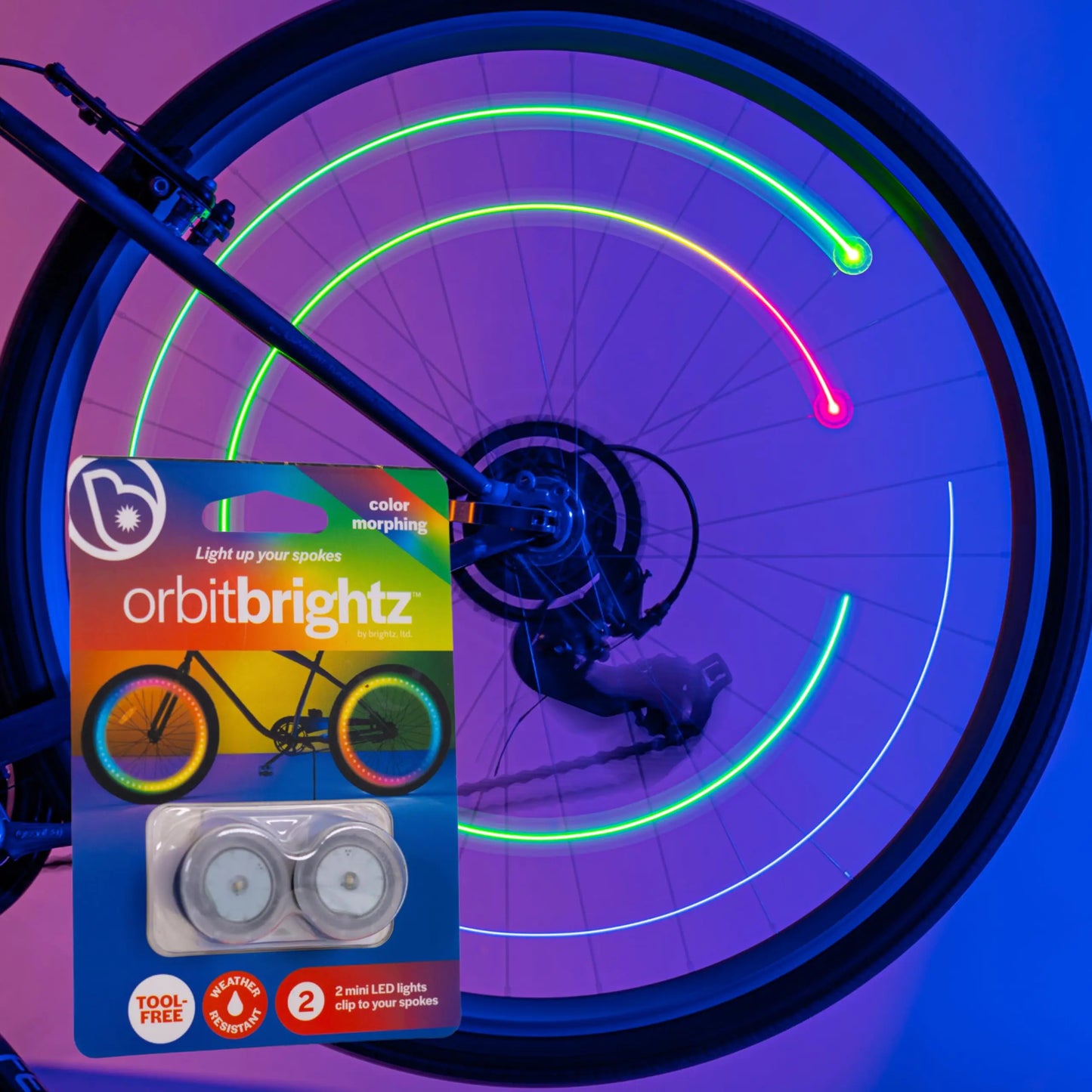 Brightz Orbit Brightz Burning Man Bike Spoke Lights Mini LED Spoke Lights for Bikes LED Spoke Lights Bicycle Spoke Light Up Bike Spokes Kids Bike Spoke Accessories Bike Wheel Lights RGB