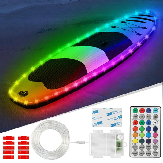 VIDLULTD Kayak Paddle Board Lights Kit IP68 Waterproof Dream Color SUP Glow Lights with Remote Battery Powered Kayak Lights for Night Kayaking SUP Canoes Marine Safety Lights for Boats (26FT)